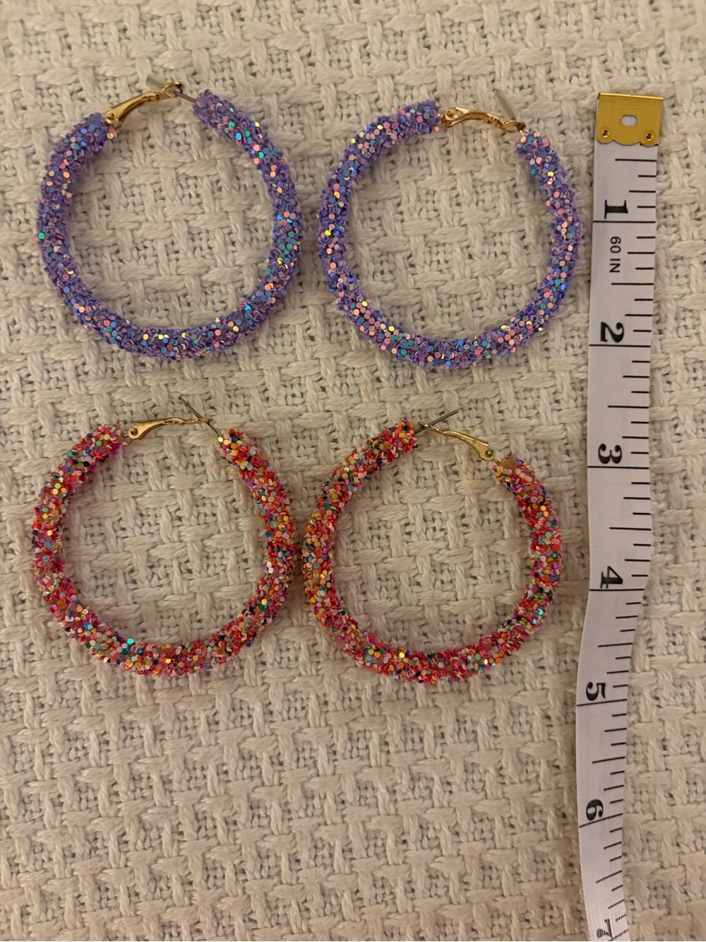 Boutique brand Sparkle Confetti Hoop Earrings - Purple & Multicolor teacher fun